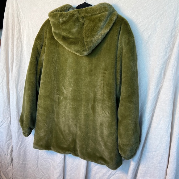 Be Proud By Bp. Gender Neutral Faux Fur Jacket In Olive Green M - Picture 3 of 16
